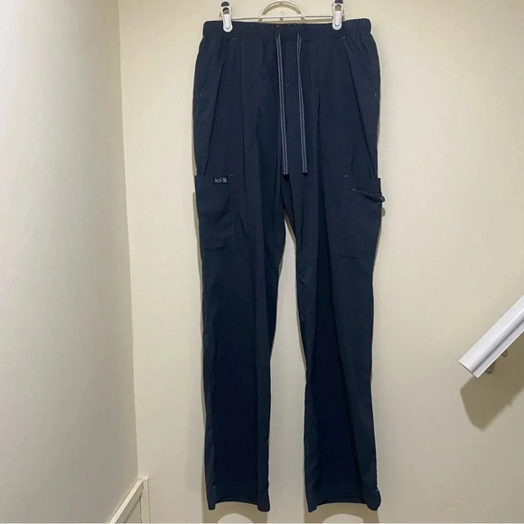 Women’s Koi Basics Navy Blue Flare Wide Leg  Scrub Stretch Pants Size M Tall NEW - Picture 4 of 16
